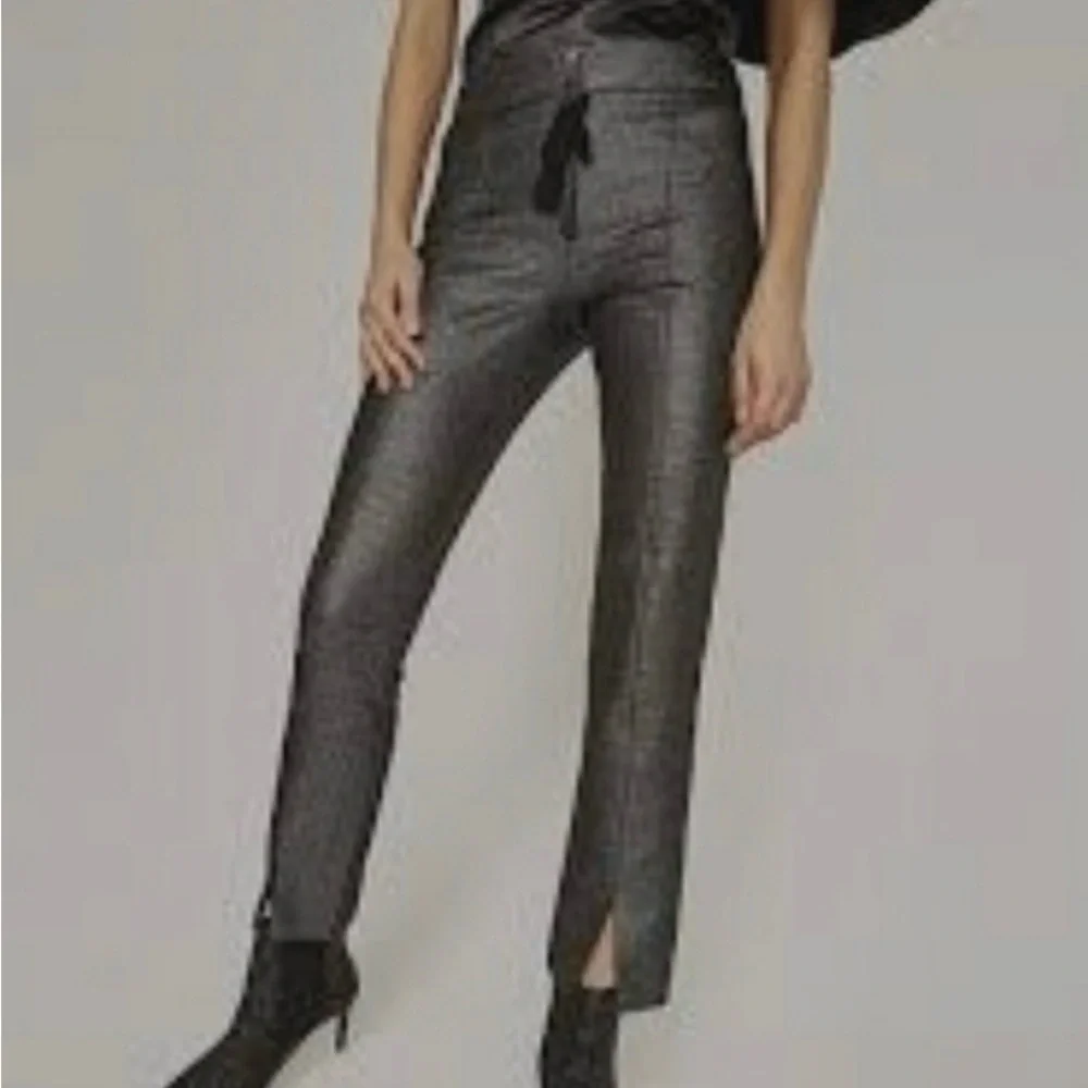 Zara Metallic One-Shoulder Puff-Sleeve Top and Pants (Set) - Black - Picture 2 of 5